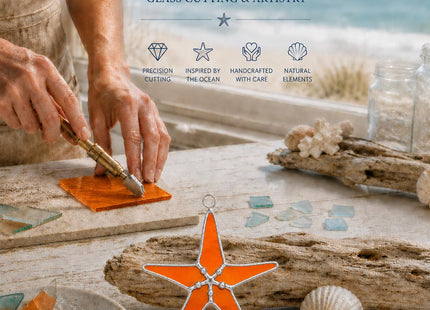 Stained Glass Orange Starfish Suncatcher, 3 in Room Decor, Home Decor