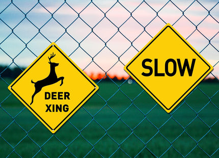 BTHUKO "Deer Xing" Crossing Sign, Animal Deer Crossing Aluminum Metal Sign 12 x 12 Inches