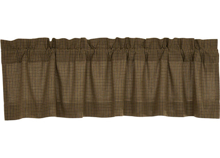 VHC BRANDS Tea Cabin Plaid 60 in. L x 16 in. W Cotton Valance in Moss Green Navy Muted Chartreuse 56791