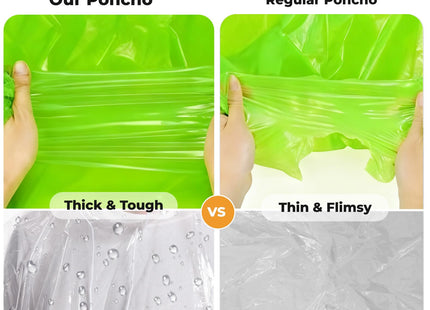 SANXINHT Disposable Rain Poncho Family 10 Pack for Adults & Kids with Hood - 2X-Thicker for Theme Parks, Travel & Outdoors