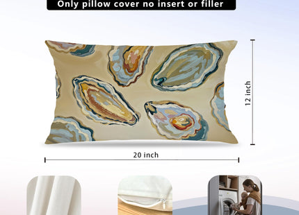 Exqcom Abstract Oyster Coastal Beach Pillow Covers 12x20, Beachy Room Decor Aesthetic, Retro Coastal Ocean Oyster Shell Decorative Lumbar Pillow Covers for Home Bedroom Living Room