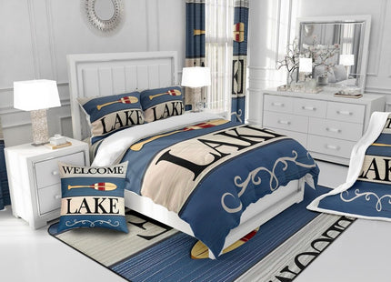 jejeloiu Lake House Paddle Relax Comforter Set Twin Size Kids Boys