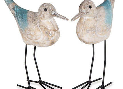 LaLamona Sea Birds Statues Coastal Decor, Wooden Seagull Sculptures Decor for Home Nautical Coastal Beach Ocean Tables Rooms Display, 2pcs