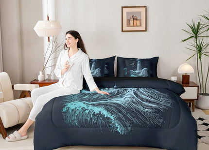 Erosebridal Boys Nautical Comforter Set Men Lighthouse Bed in a Bag Queen