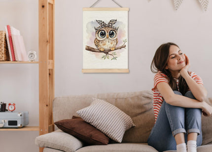 JINYO Owl Wall Decor, Coquette Leopard Bow Owl Wall Art Poster, Owl Decor for Home, Owl Gifts for Owl Lovers, Animal Lover Gifts, Owl Wall Decor Poster for Home Kids Room Playroom Nursery, 12x16 Inch