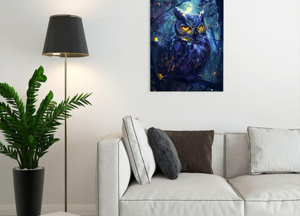 Fantasy Owl Wall Art - Owl Canvas Print Painting, Framed Artwork for Bathroom, Bedroom, Living Room - 12"x16"