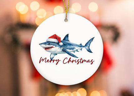 MIBEZE Coastal Beach Shark Christmas Ceramic Ornament Gifts