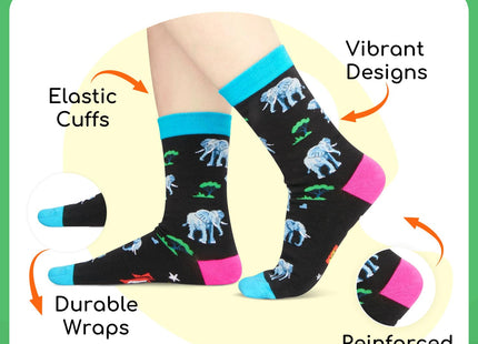 HAPPYPOP Funny Socks for Men Women - Elelphant Cat Gifts, Moose Koala Fox Socks for Teens