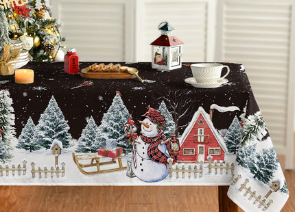 Horaldaily Christmas Tablecloth 52 x 70 Inch Rectangular Winter Snowman