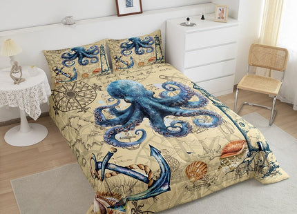 Feelyou Octopus Ocean Kraken Comforter Set Queen Size Girls Boys Bedding