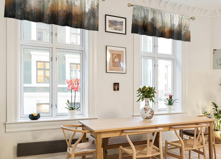 WSPNBB Abstract Curtain Valance for Windows 2 Pack Brown Wood Grain White Cloud Forest Rod Pocket Window Treatments Short Curtains for Kitchen Windows Bathroom Bedroom 54x18 Inch