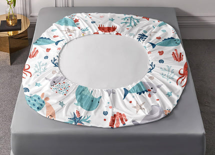 XYNHML Sea Turtle Fitted Sheet Full Beach Theme Dolphin Starfish Seaweed Bed Sheet Set 4Pcs Reptile Sea Animal Octopus Reptile Bed Cover for Teens Includes 1 Fitted Sheet,1 Flat Sheet,2 Pillowcases