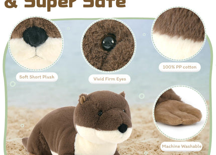 MaoGoLan 4pc River Otter Stuffed Animal with 3 Babies Inside-24in Giant Lifelike Soft Otter Plush Toys-Cuddly Wildlife Stuffed Animal for Kids