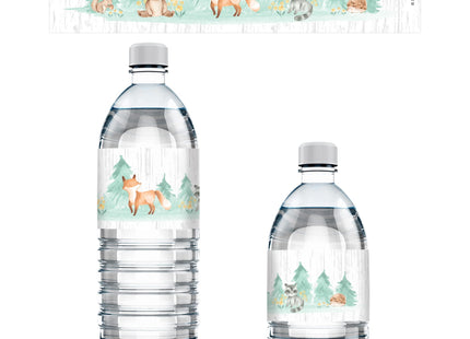Woodland Baby Shower Water Bottle Labels, Woodland Creatures, 20 Count