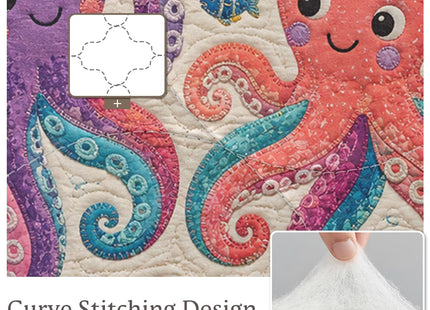 Sleepwish Octopus Ocean 4 Pieces Comforter Set, Playful Sea Animal Bedding with Fish Coral Shell Starfish Artwork, Soft Marine Coastal Bed Cover for Kids Room Full