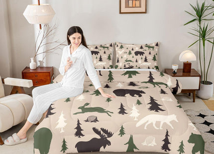 Feelyou Cabin Lodge Comforter Set Twin Size 3 Pcs for Kids Boys Girls