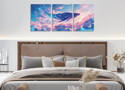 Feelyou Pretty Whale Canvas Wall Art 3 Piece for Living Room
