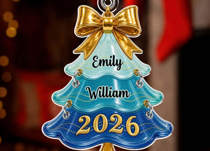Wrappiness Custom Name Christmas Ornament, Family Member Pine Tree Ornament