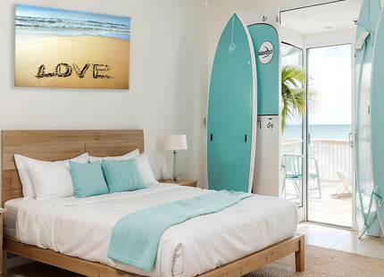 Goldfoilart Beach Canvas Wall Art for Living Room Seascape Paintings Love Coastal Picture Framed Artwork for Bathroom Bedroom Office Decor 36" x 24"