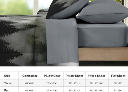 Nesker Queen Comforter Set with Sheets, 7 Pieces Mountain Forest Bedding