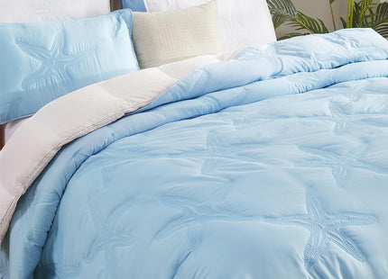 EVENHUG Coastal Quilt Sets King Size Summer Soft Lightweight Beach Bedding Set with Pillow Shams Nautical Bedspread Coverlet for All Season (Blue 90''x90'')