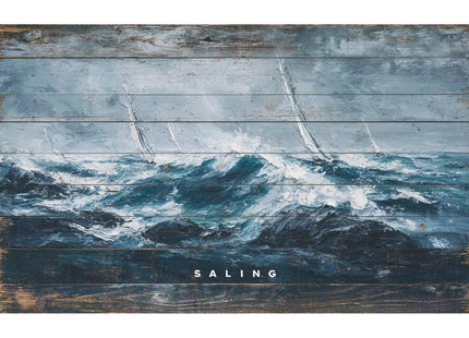 Personalized Custom Wooden Wall Art - Nautical Sailboat Oil Painting Style Coastal Decor - Handcrafted Wood Plank Sign for Living Room, Beach House, Office, Unique Gift(Style D)