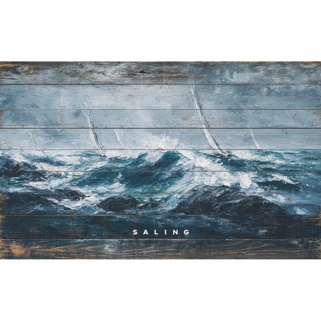 Personalized Custom Wooden Wall Art - Nautical Sailboat Oil Painting Style Coastal Decor - Handcrafted Wood Plank Sign for Living Room, Beach House, Office, Unique Gift(Style D)