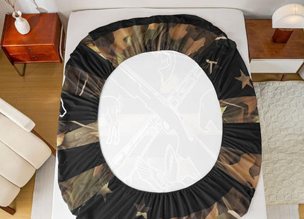 Hunting Fishing Bed Sheets For Kids Boys Men Camo American Flag Bedding Set Queen Wild Fish Duck Deer Bear Sheet Set Black Animal Silhouette Camouflage Fitted Sheet + Flat Sheet + 2 Pillow Cases