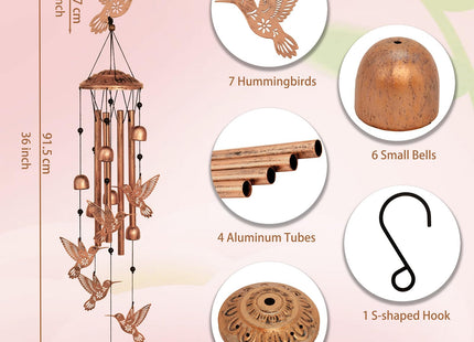 Hummingbird Wind Chimes for Outside,Hummingbird Gifts for Women Men,Metal