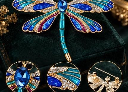 Soumimi Enamel Blue Dragonfly Brooch Pin