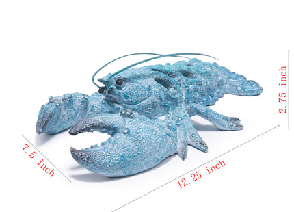 Hodao 12.25“ Blue Coral Lobster Figurine Decor for Coastal Home Decor, Ocean Inspired Resin Figurine for Wall, Nautical Beach Bathroom Wall Hanging, Summer Coastal Home, Office Desk Gift