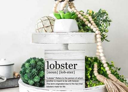 Lobster Definition Decor Lobster Definition Wooden Box Sign Rustic Desk Decorative Wooden Sign Home Decor for Desk Table Shelf 5 x 5 Inches