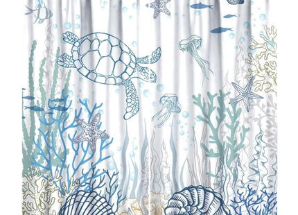 JanJCurt Nautical Turtle Curtains, Coastal Sea Ocean Theme Coral Starfish Seashell Jellyfish Undersea Life Window Curtains for Kids Bedroom Living Room Kitchen, 42x45 Inch (No Blackout)