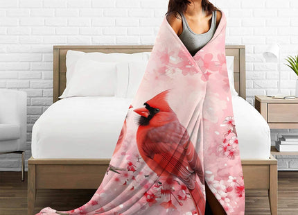 Red Cardinal Blanket Cute Cardinal Decor Throw Blanket Gifts for Girls Boys Cardinal Lover Couch Bedding Super Warm Soft Plush Lightweight Fleece Flannel Blanket for Kids Adults Men Women 60"X50"