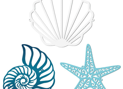 Pelopy 3 Pcs Coastal Metal Outdoor Wall Art Seashells Conches Starfish Wall Decor Ocean Nautical Theme Sign for Summer Beach Pool Yard Garden Lake House Home Bathroom Bedroom Decoration