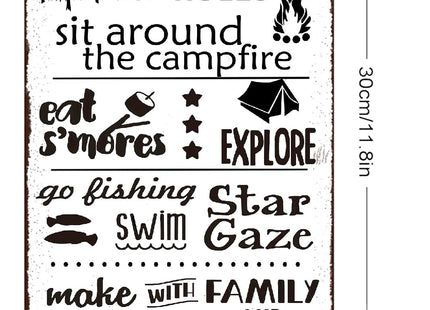 Camping Rules Tin Sign Wall Art Decor Cabin Home Camper Room Lake Camper Sign 8x12 inch