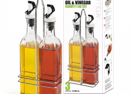 Ellora Farms, Pained Lighthouse, Atlas Chef Pourer & Cruet Glass Bottle, Oil, Vinegar, Wine, Dressing Dispenser, 16 fl oz.