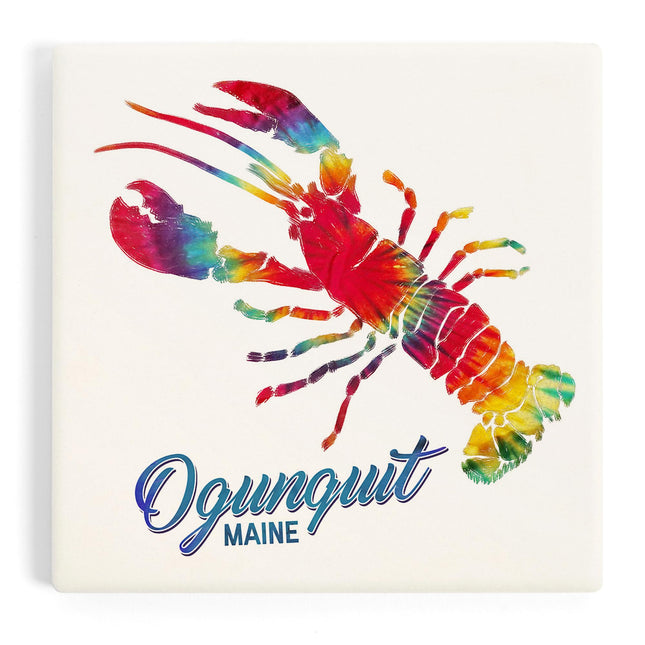 Lantern Press Ogunquit, Maine, Lobster, Tie Dye (Absorbent Ceramic Coaster, Single, Cork Back, Kitchen Table Decor)