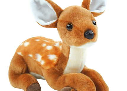 JUSTQUNSEEN Realistic Deer Stuffed Animals,10 Inch Female Stuffed Deer Plush Toy,Lying Position Brown Deer Wild Animals,Soft Cuddly Toys Decoration for Christmas Birthday