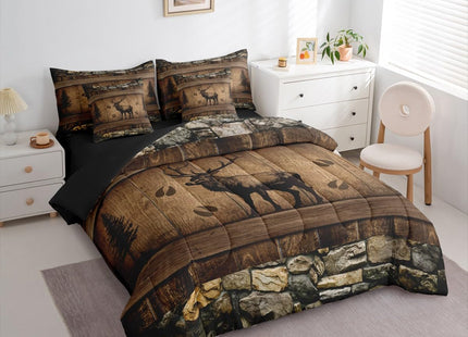 Erosebridal 7 Pieces Camo Deer Comforter Set for Kids Teens Adults