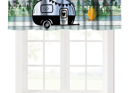 Camper Rv Valance Curtain, Rustic Vintage Wooden Mountains Forest Travel Trailer Camper Rod Pocket Blackout Window Valance for Farmhouse Kitchen Bedroom Living Room, 54x18inch