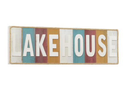 Deco 79 Wooden Sign Home Wall Decor Lake House Wall Sculpture, Wall Art 36" x 2" x 11", White