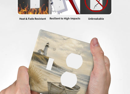 Thsanju Outlet Covers Coastal Lighthouse Boat 2 Gang Combin 1 Toggle/1 Duplex Light Switch Cover Decorative Nautical Beach Ocean Gfci Wall Plate Electrical Receptacle Switchplate for Kitchen Decor