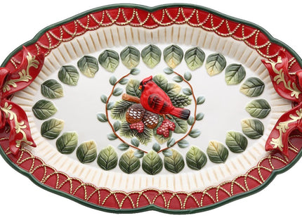 Cosmos Evergreen Holiday Cardinal Platter