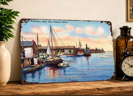 Eastport Maine Waterfront Vintage Metal Wall Art Signs 8X12 Inch