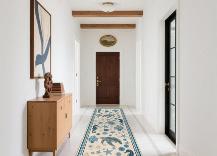 Coastal Nautical 2x6 Runner Rug for Hallway Kitchen Bedroom Beach Theme