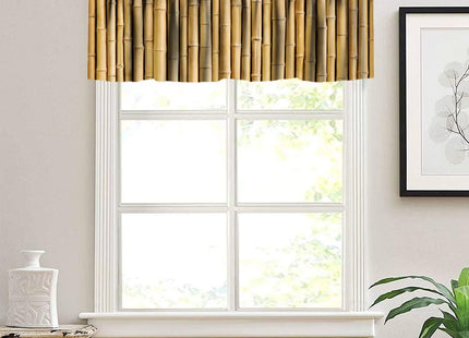 ZhiRain Bamboo Valance Curtain Forest Tree Nature Image Asian Themed Rod Pocket Valance Window Treatments 1 Panel Short Curtains for Kitchen Farmhouse Living Room Bathroom Decor 54 x 18 in