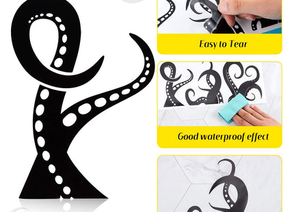 Outus 15 Pieces Kraken Octopus Toilet Tentacles Wall Decals Decor Sticker Octopus Home Decal Black Sea Creature Wall Art Sticker Tentacles Bathroom Kraken Decal for Toilet Seat