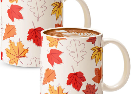 Sliner 2 Pcs 11 oz Fall Maple Leaf Ceramic Coffee Mugs