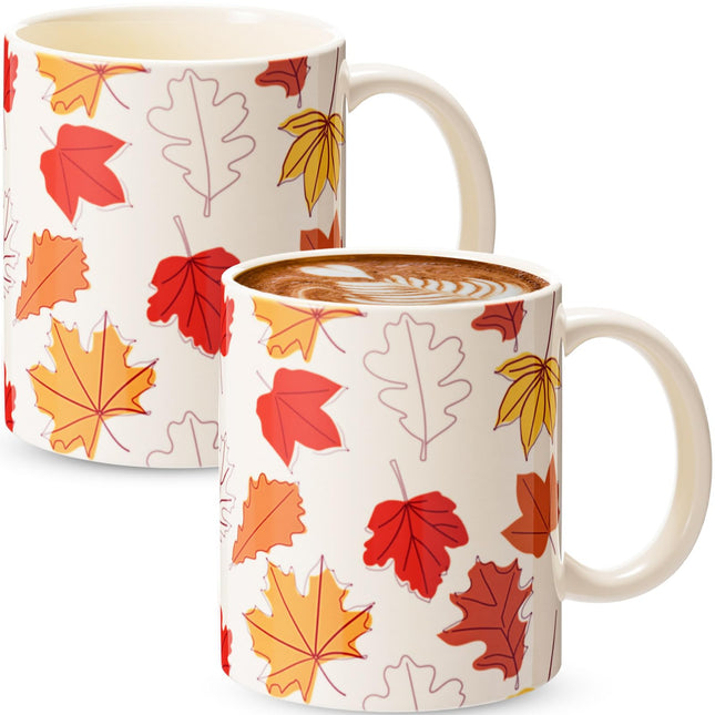 Sliner 2 Pcs 11 oz Fall Maple Leaf Ceramic Coffee Mugs